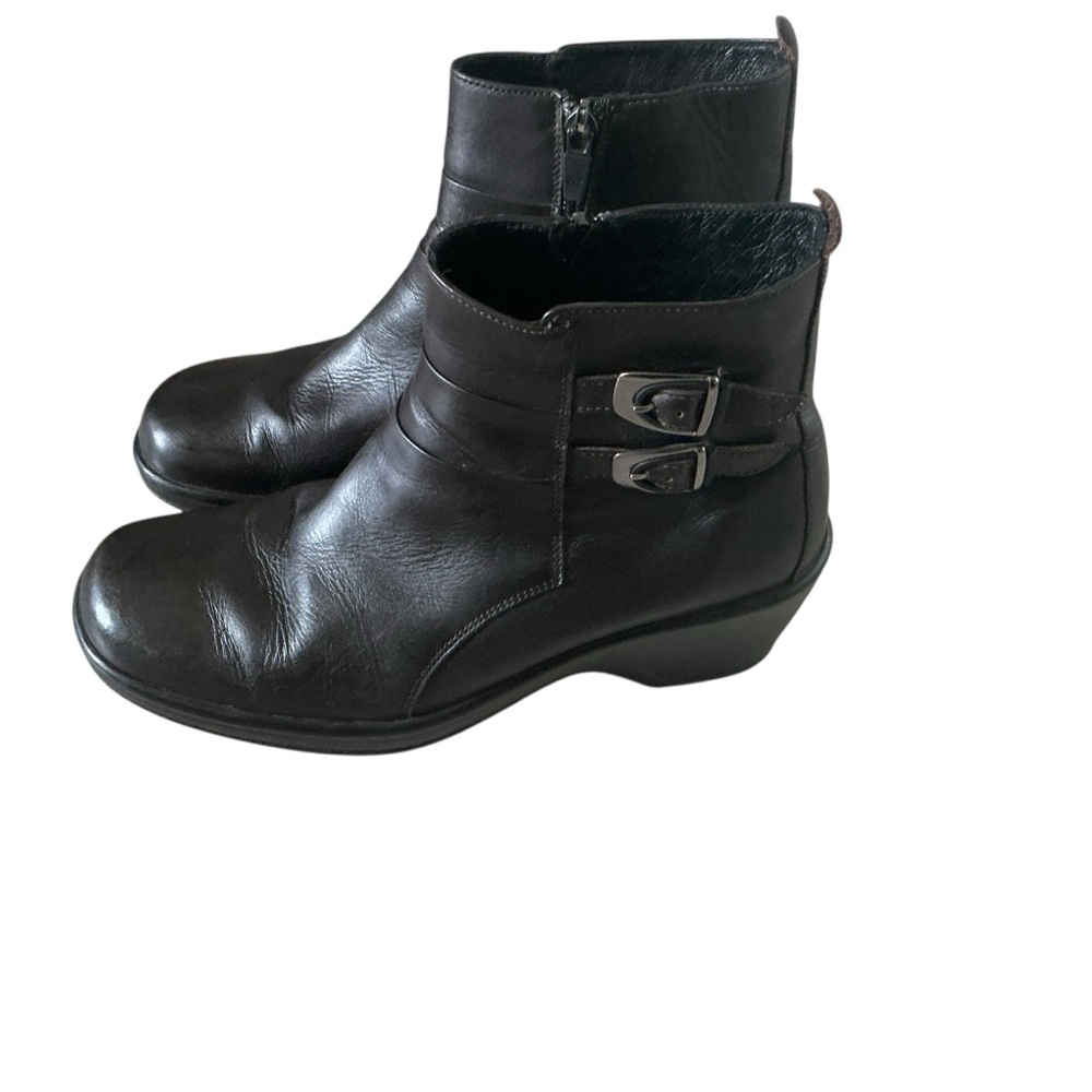 Dansko women’s BIBI moto booties brown leather zip buckle size 41